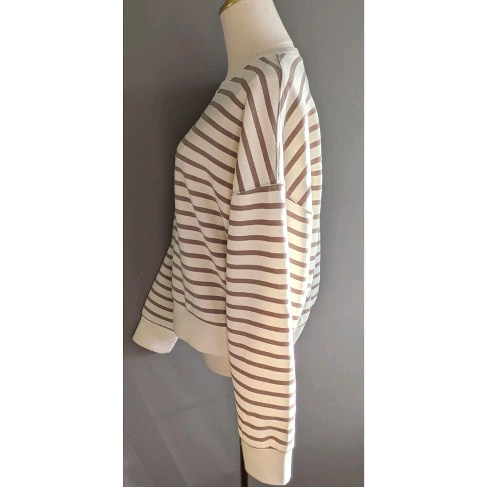 SPANX AirEssentials Striped Sweatshirt Pullover Cream Taupe Modal Size M - Picture 2 of 7